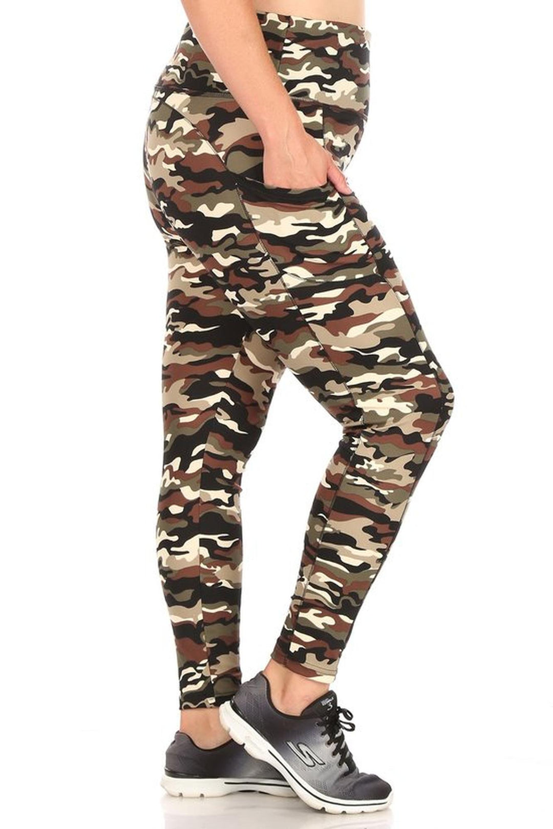 Camouflage Sport Plus Size Leggings with Side Pocket