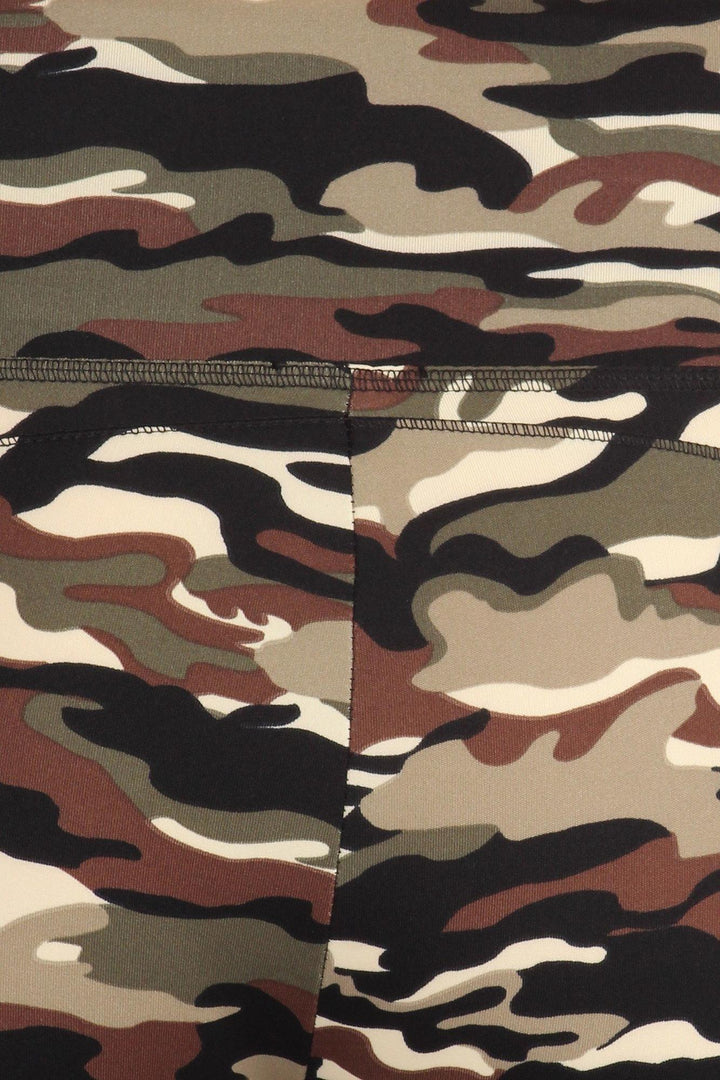 Camouflage Sport Plus Size Leggings with Side Pocket
