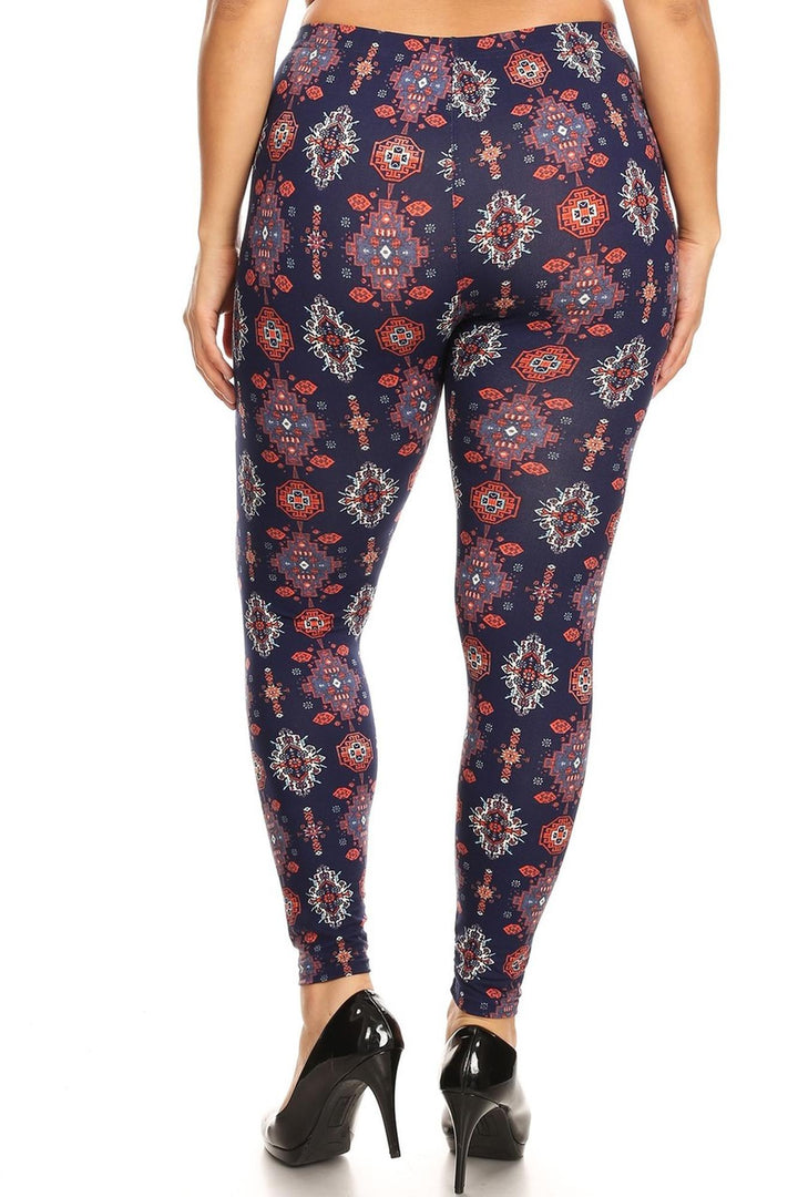 Buttery Smooth Vertical Mayan Mirage Floral Plus Size Leggings