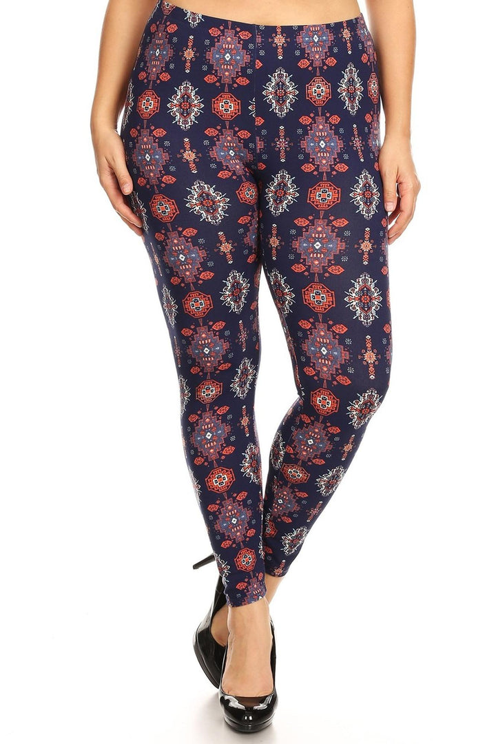 Buttery Smooth Vertical Mayan Mirage Floral Plus Size Leggings