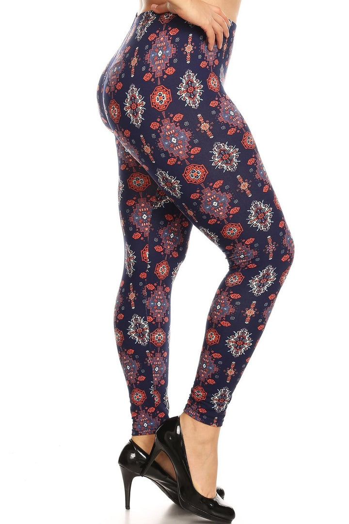 Buttery Smooth Vertical Mayan Mirage Floral Plus Size Leggings