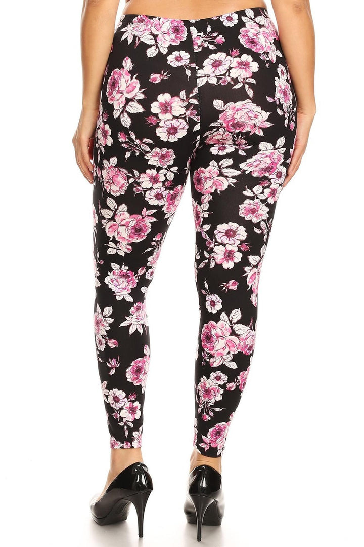 Buttery Smooth Decadent Pink Floral Plus Size Leggings
