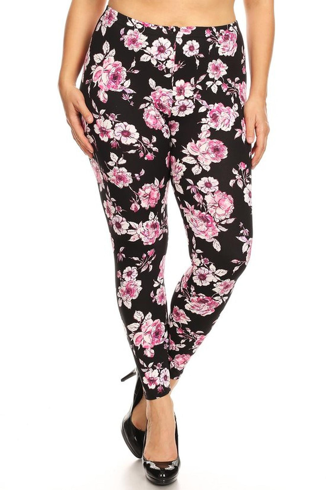Buttery Smooth Decadent Pink Floral Plus Size Leggings