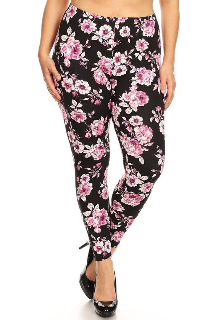 Buttery Smooth Decadent Pink Floral Plus Size Leggings