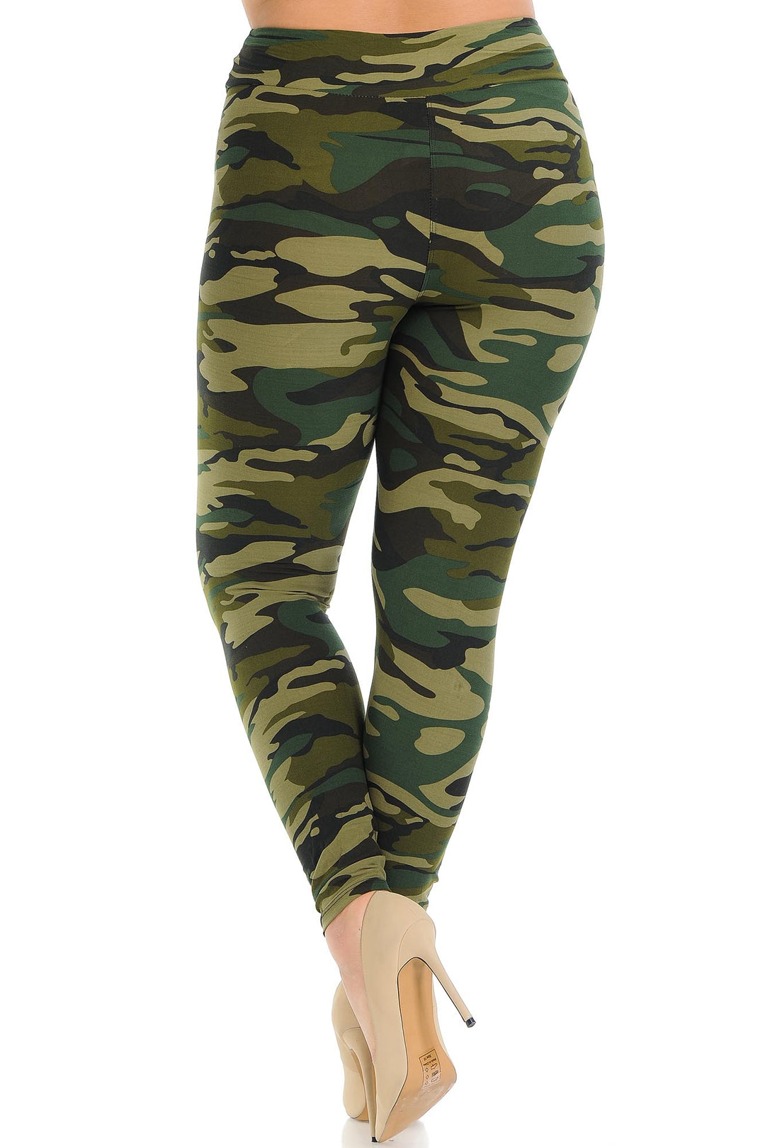 Buttery Smooth Green Camouflage High Waisted Plus Size Leggings - EEVEE