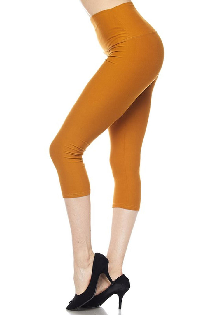 Buttery Smooth Basic Solid High Waisted Capris - 5 Inch - New Mix