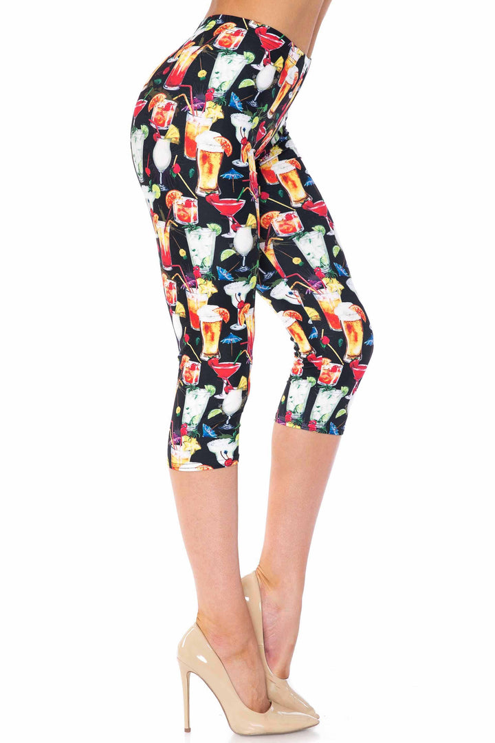 Creamy Soft Tropical Cocktails Capris - USA Fashion