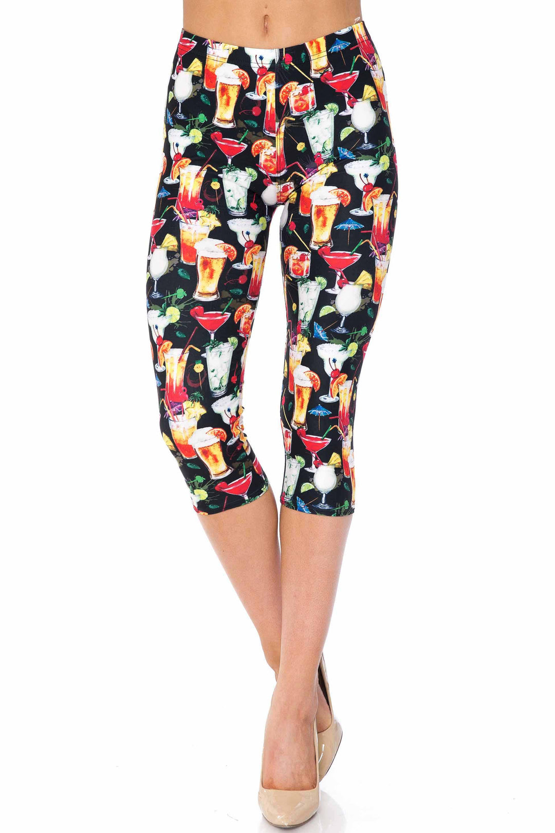 Creamy Soft Tropical Cocktails Capris - USA Fashion
