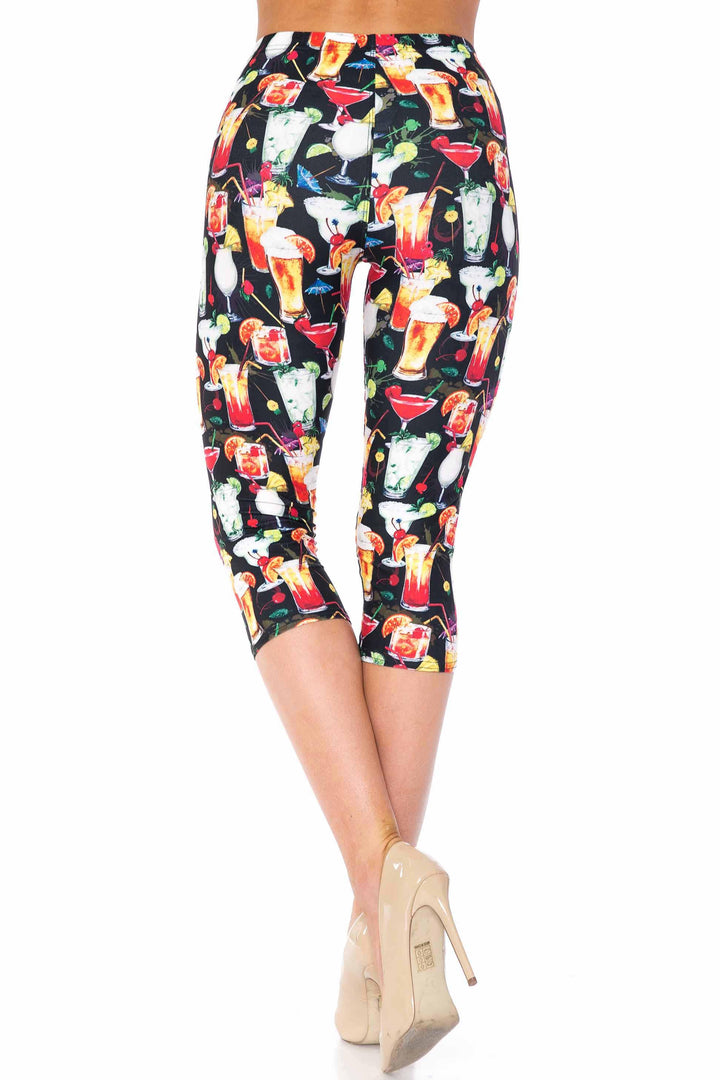 Creamy Soft Tropical Cocktails Capris - USA Fashion