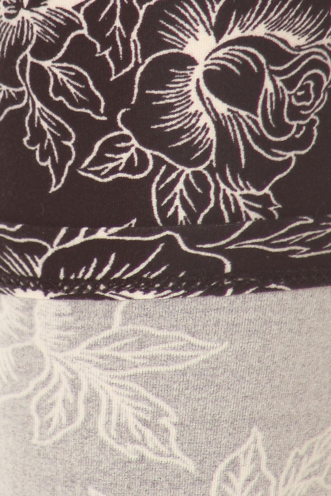Buttery Smooth Black and White Floral Outline Leggings