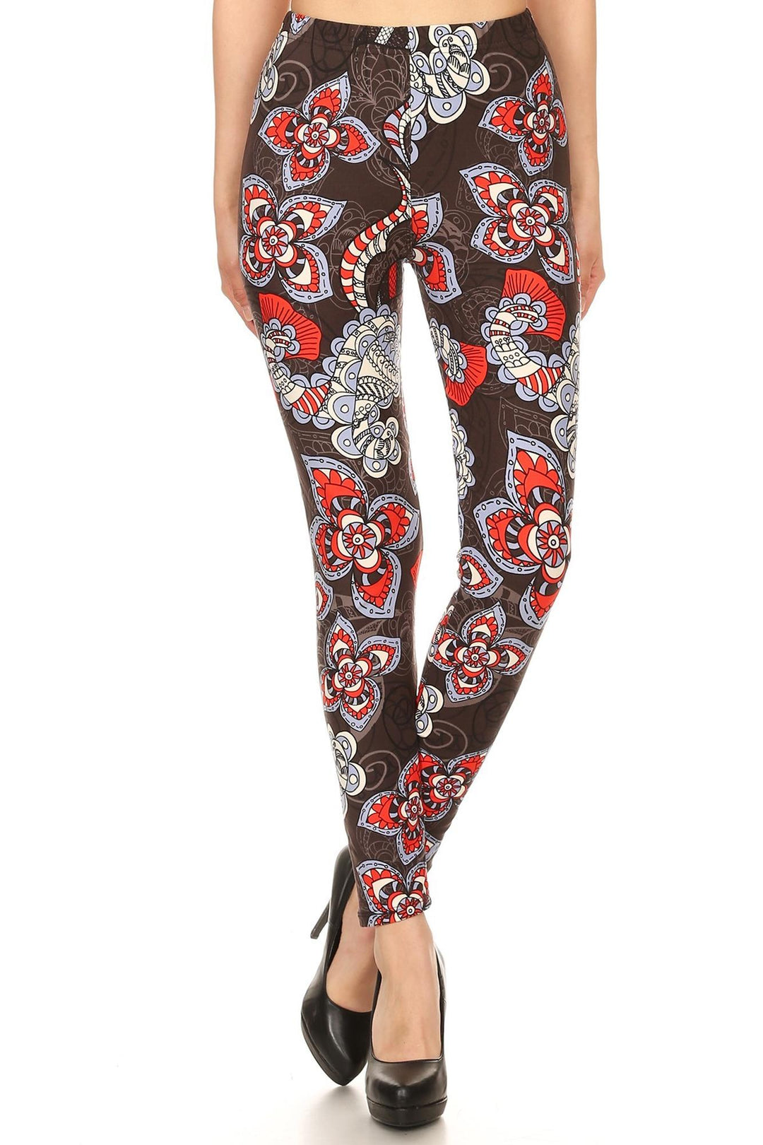 Buttery Smooth Ruby Floral Mandala Leggings