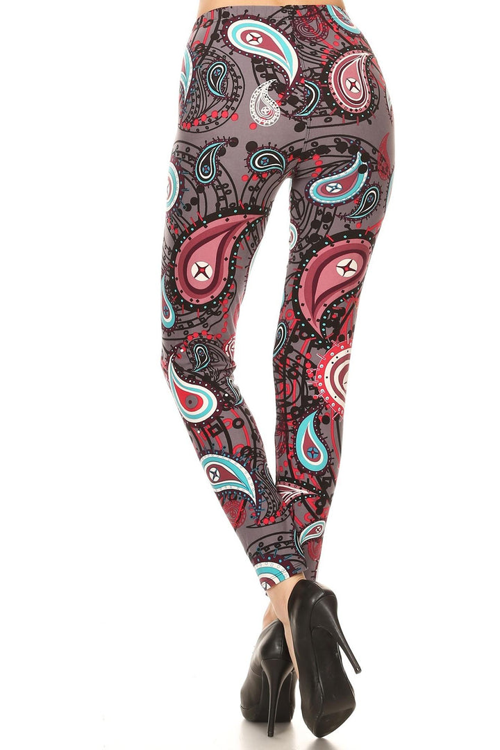 Buttery Smooth Jazzy Burgundy Paisley Leggings