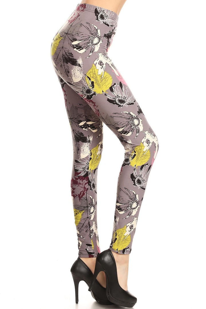 Buttery Smooth Fall Leaf Floral Leggings