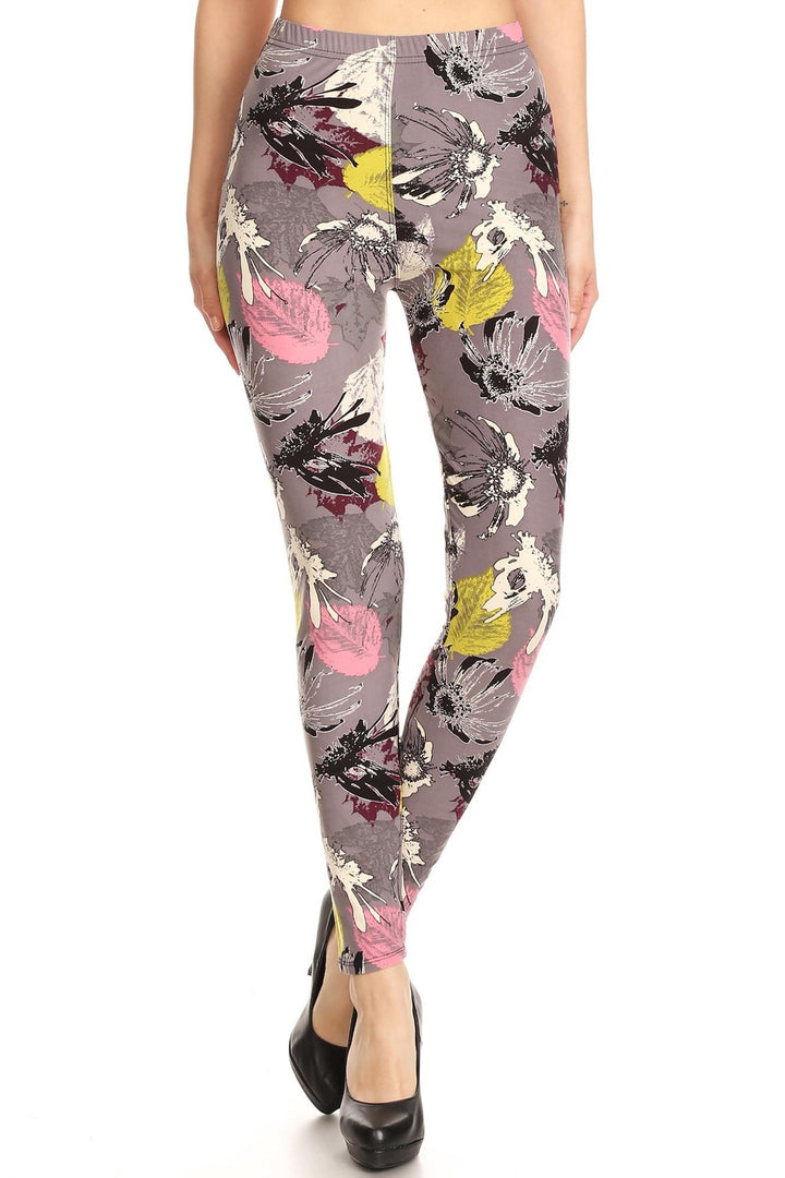 Buttery Smooth Fall Leaf Floral Leggings
