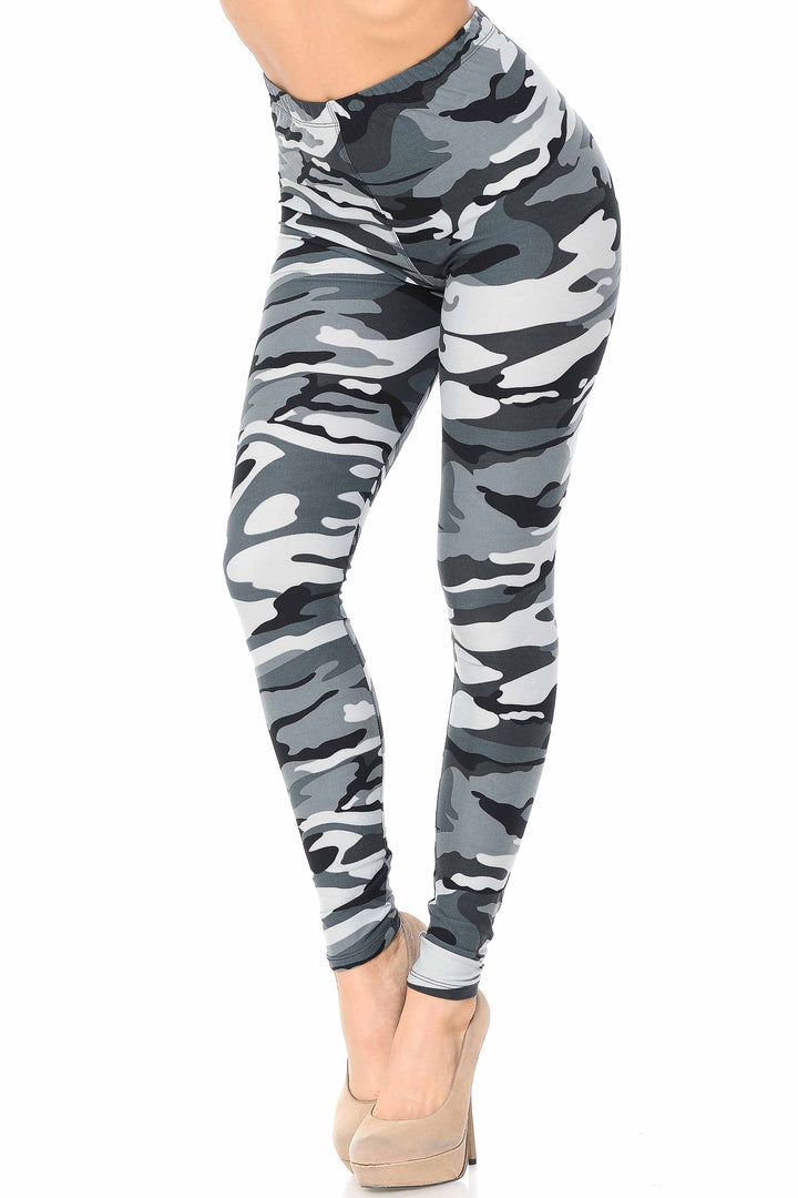 Buttery Smooth Charcoal Camouflage Leggings - EEVEE