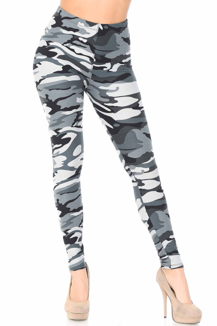 Buttery Smooth Charcoal Camouflage Leggings - EEVEE