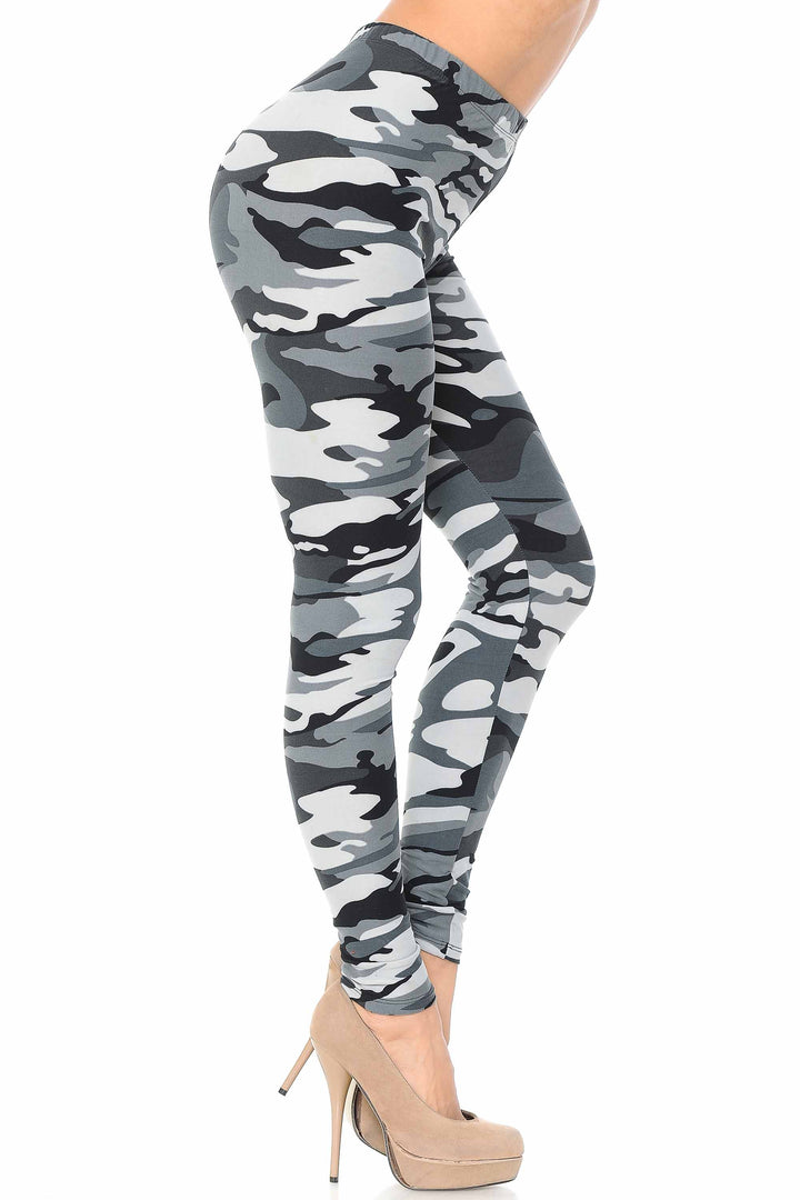 Buttery Smooth Charcoal Camouflage Leggings - EEVEE