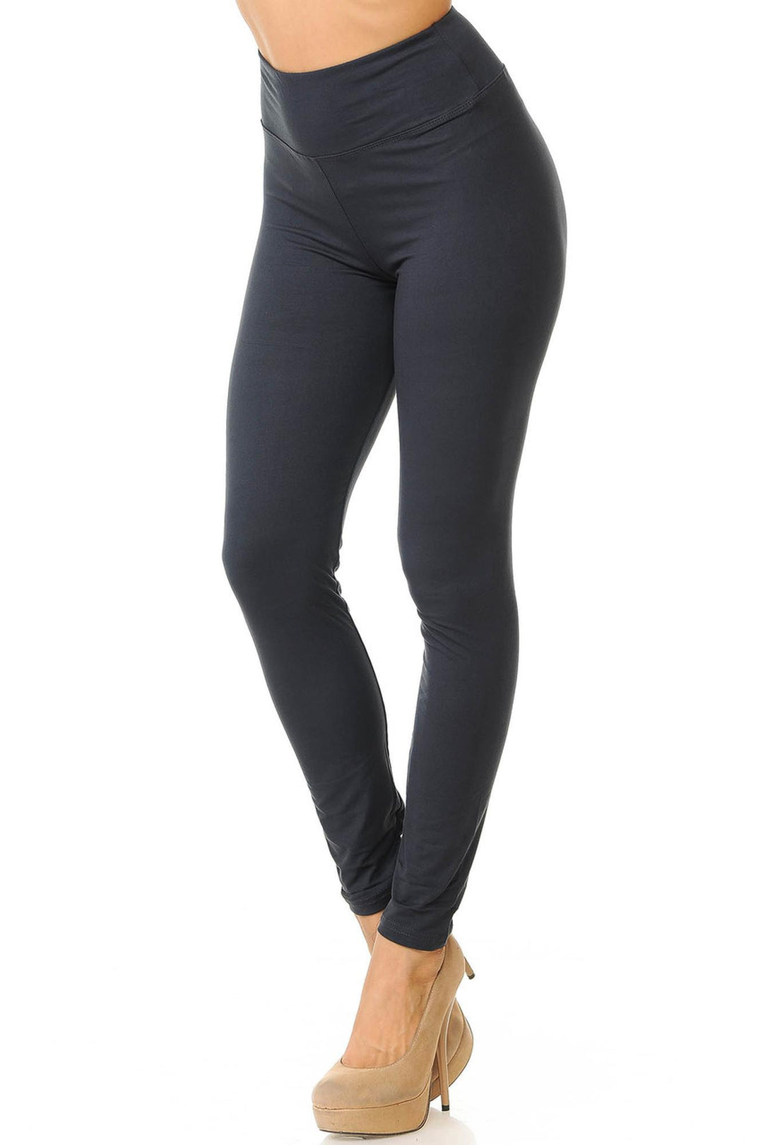Buttery Smooth High Waisted Basic Solid Leggings - 3 Inch Band