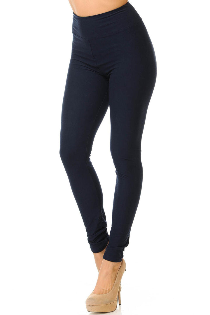 Buttery Smooth High Waisted Basic Solid Leggings - 3 Inch Band
