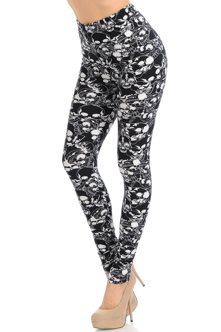 Buttery Smooth Black Layers of Skulls Leggings