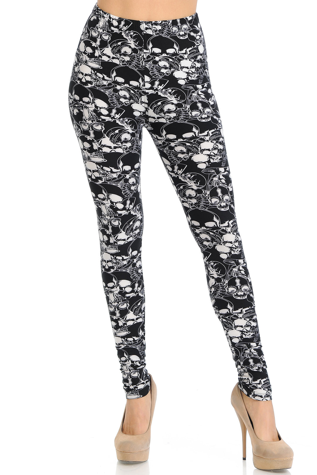 Buttery Smooth Black Layers of Skulls Leggings
