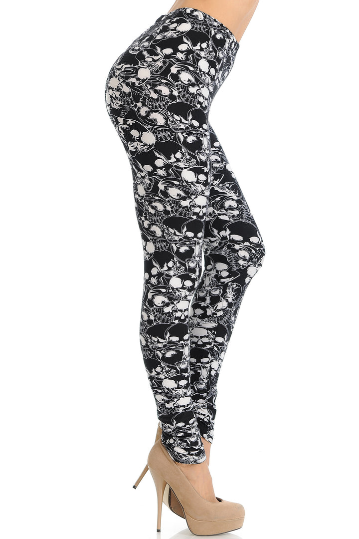 Buttery Smooth Black Layers of Skulls Leggings