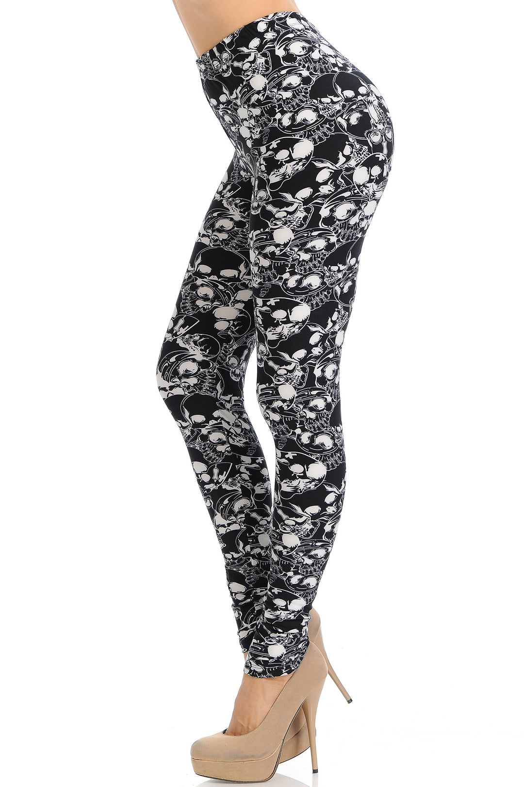 Buttery Smooth Black Layers of Skulls Leggings