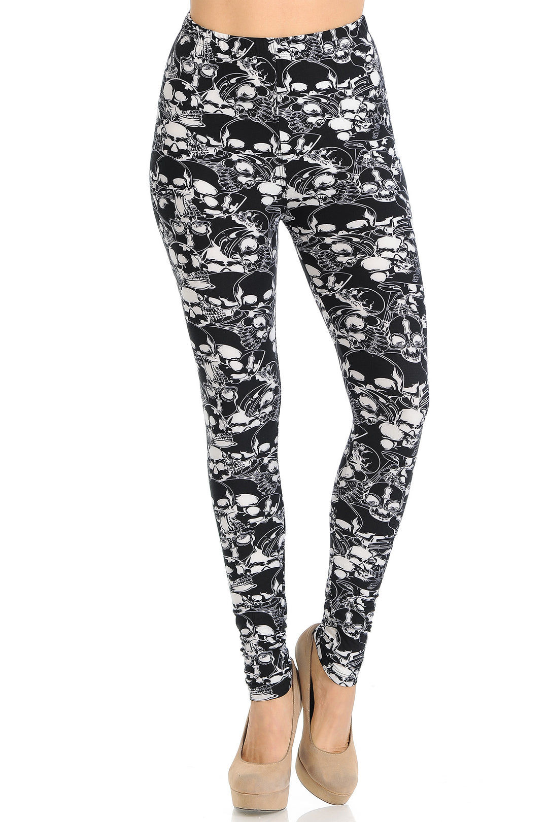 Buttery Smooth Black Layers of Skulls Leggings