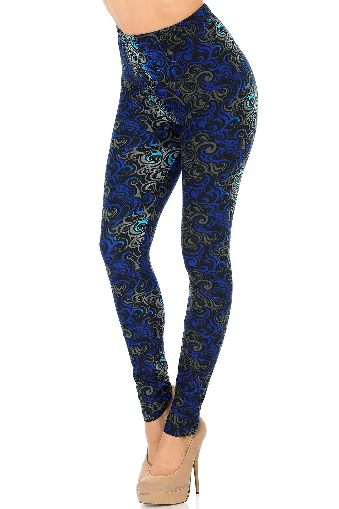 Buttery Smooth Blue Twisted Swirl Leggings