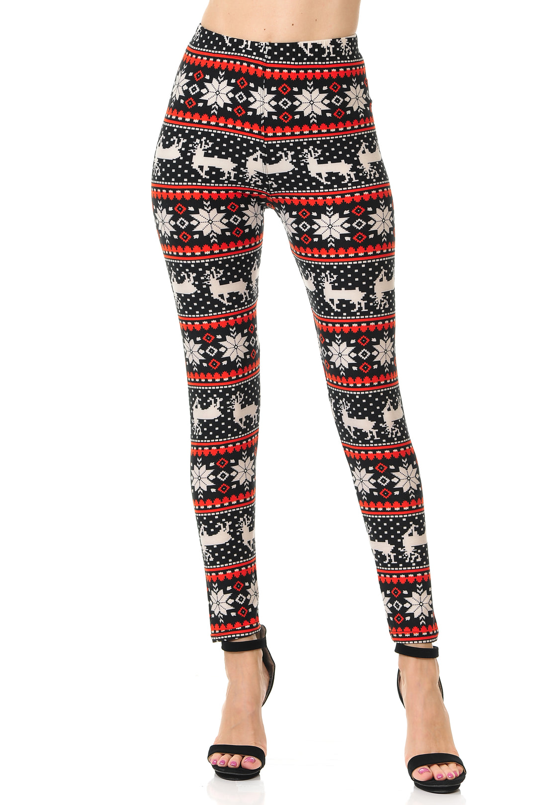 Buttery Smooth Snowflakes and Reindeer Christmas Leggings