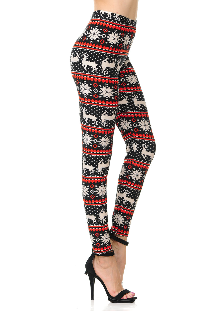 Buttery Smooth Snowflakes and Reindeer Christmas Leggings