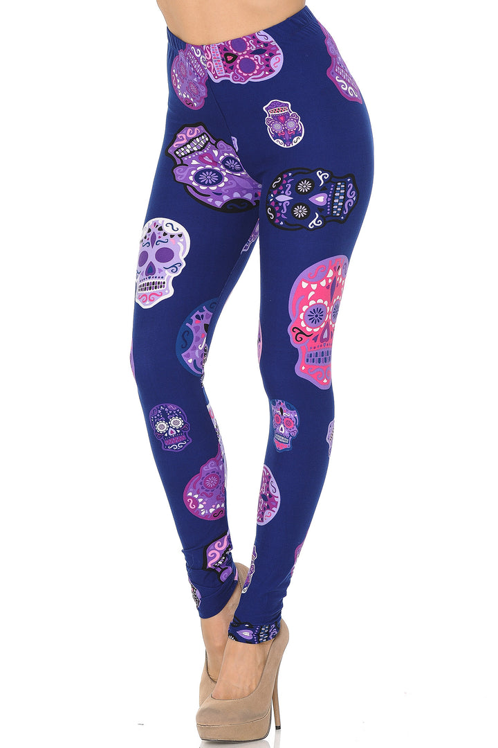 Buttery Smooth Violet Sugar Skulls Leggings