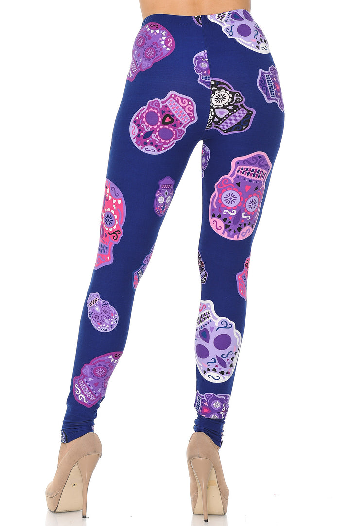 Buttery Smooth Violet Sugar Skulls Leggings