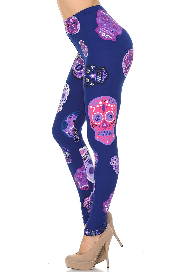 Buttery Smooth Violet Sugar Skulls Leggings