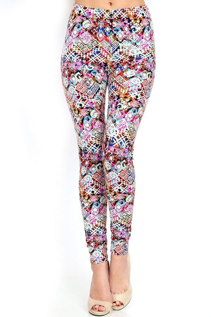 Buttery Smooth Colorful Tribal Madness Leggings