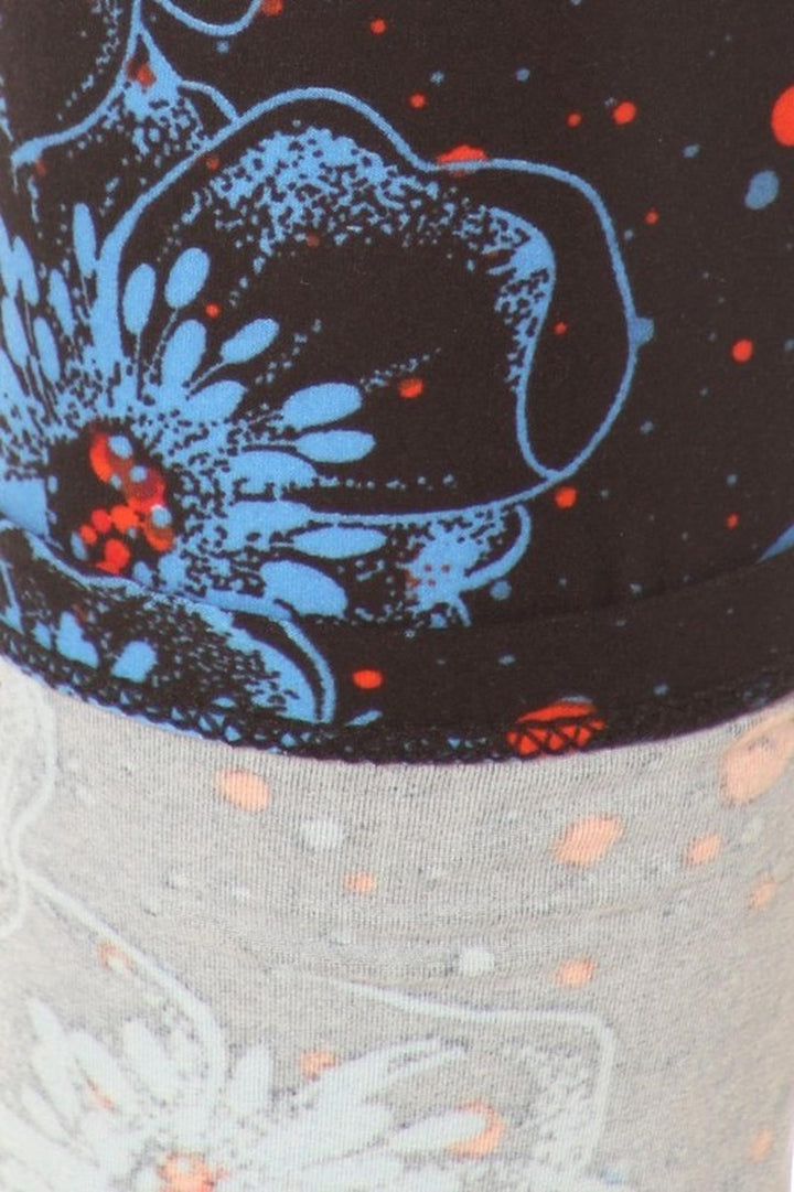 Buttery Smooth Blue Evening Bloom Floral Leggings