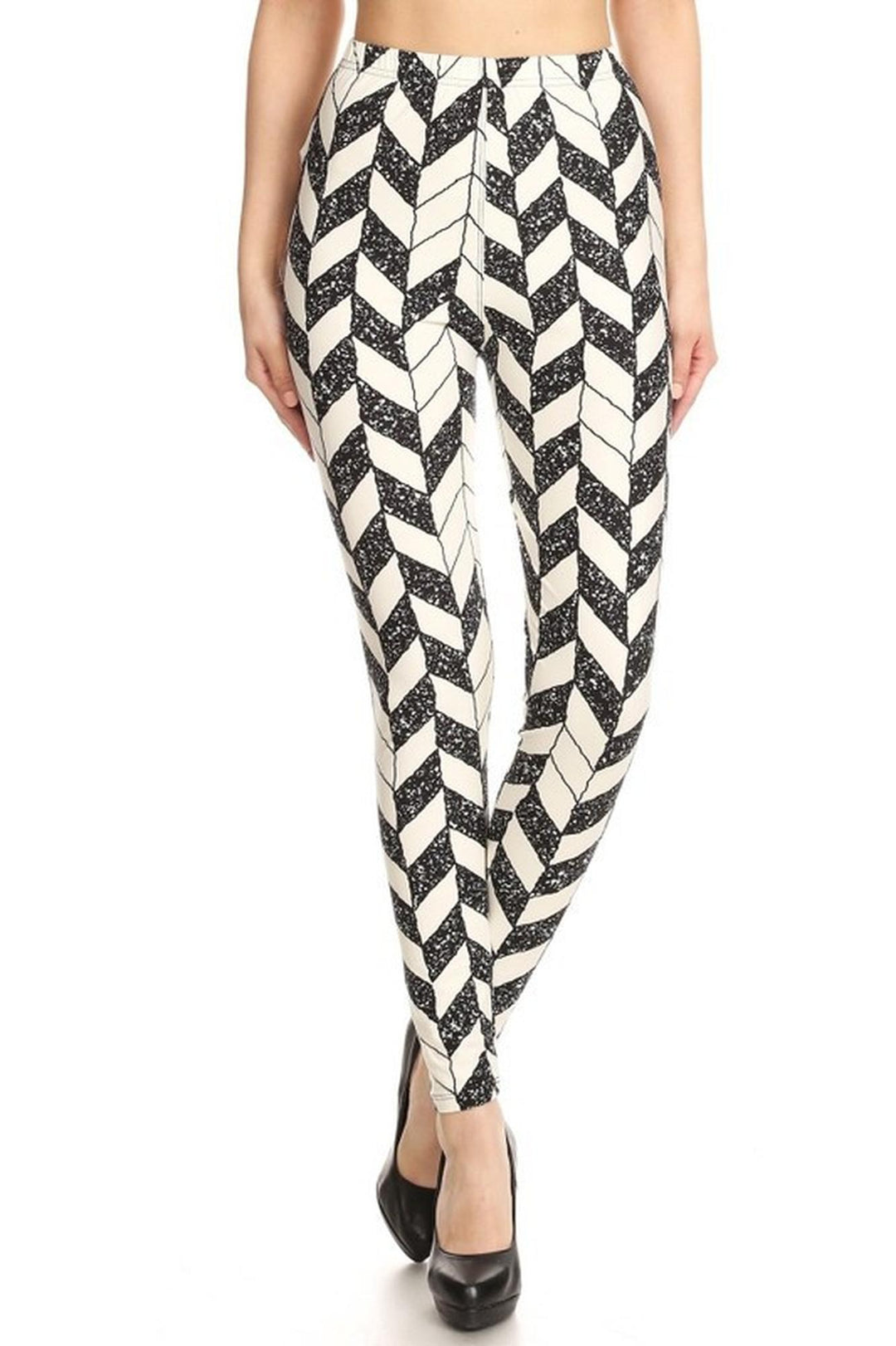 Buttery Smooth Black and White Chevron Leggings