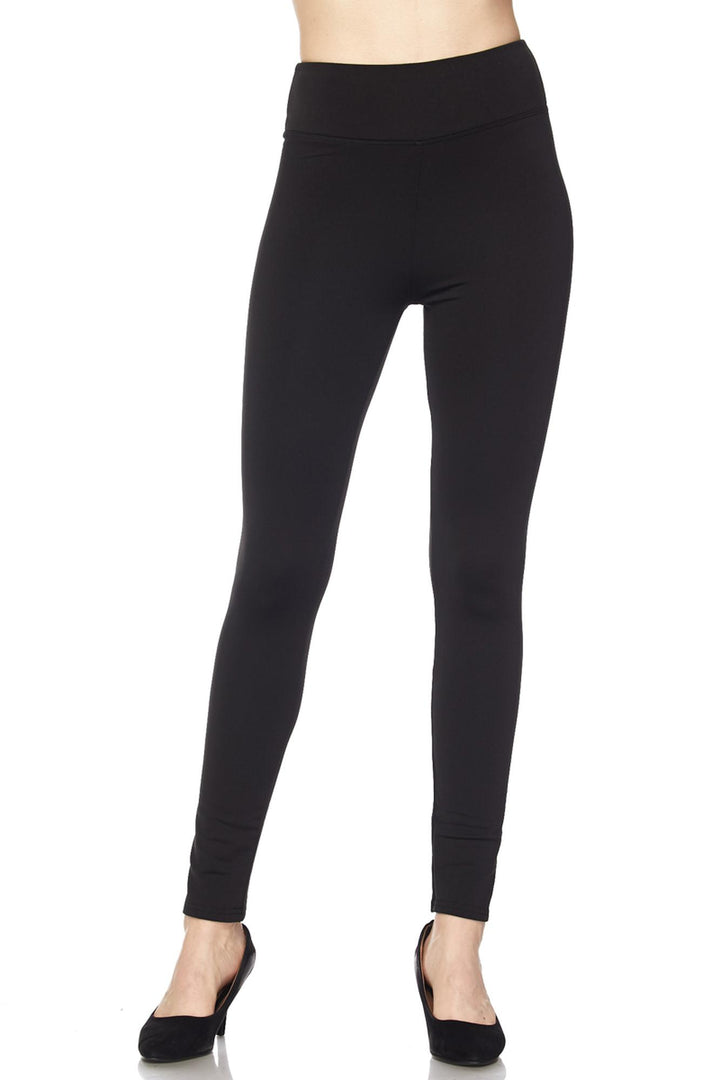 High Waisted Fleece Lined Leggings - 3 Inch Waistband
