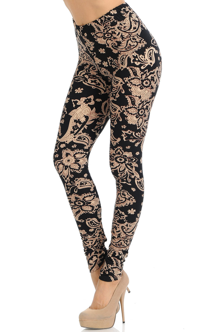 Buttery Smooth Sand Pepper Paisley Leggings