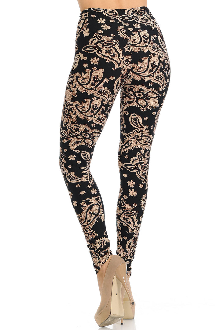 Buttery Smooth Sand Pepper Paisley Leggings