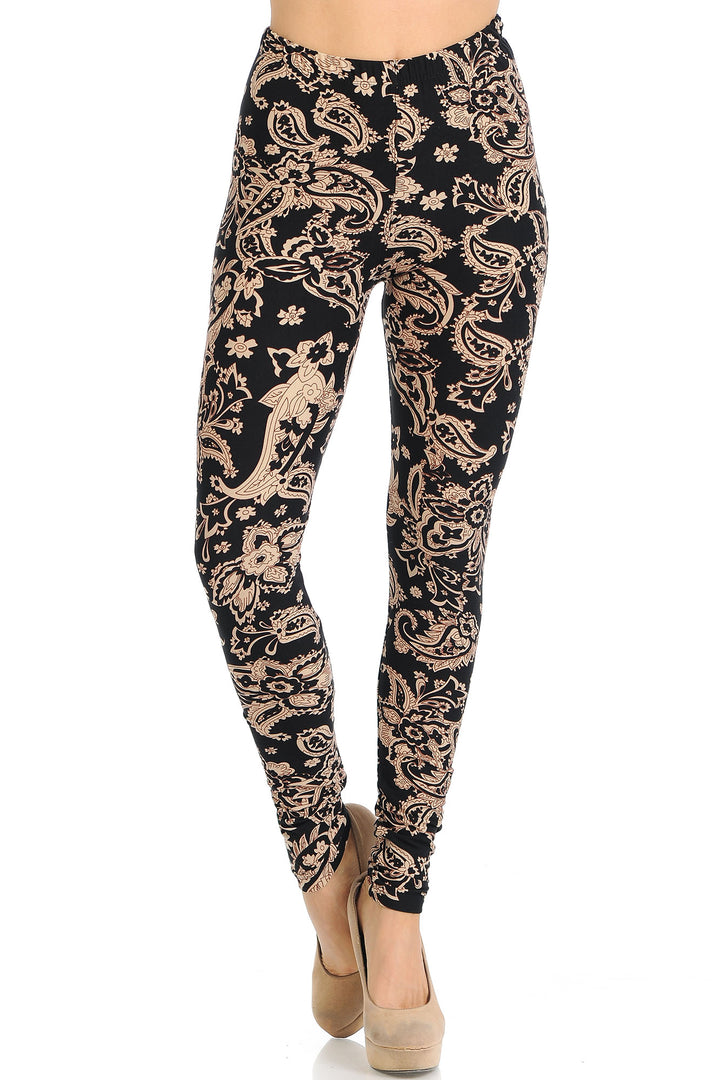 Buttery Smooth Sand Pepper Paisley Leggings