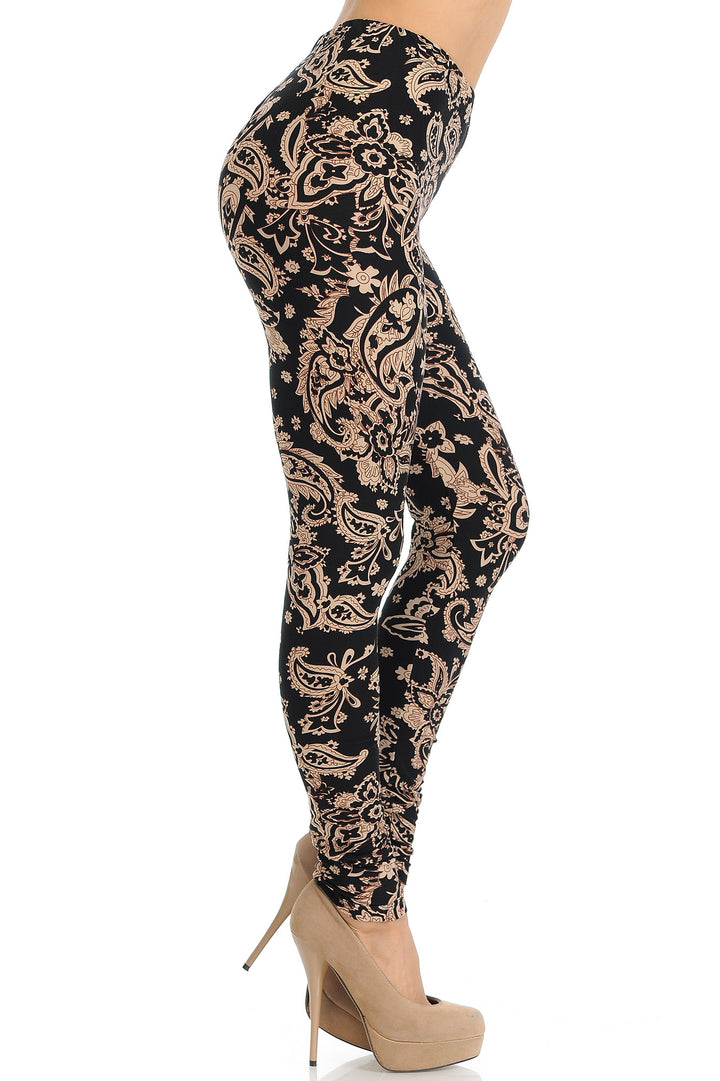 Buttery Smooth Sand Pepper Paisley Leggings