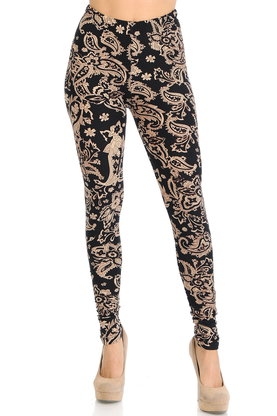 Buttery Smooth Sand Pepper Paisley Leggings