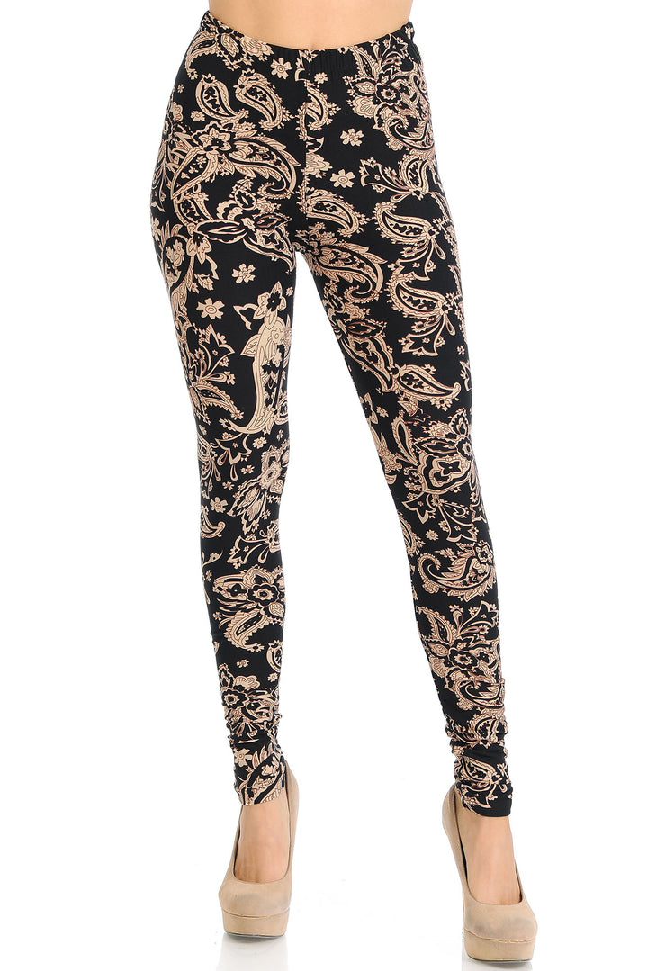 Buttery Smooth Sand Pepper Paisley Leggings