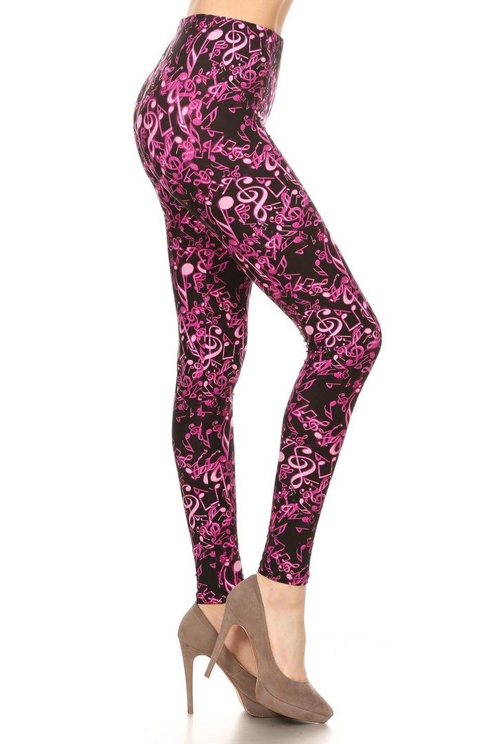 Buttery Smooth Electric Fuchsia Music Note Leggings