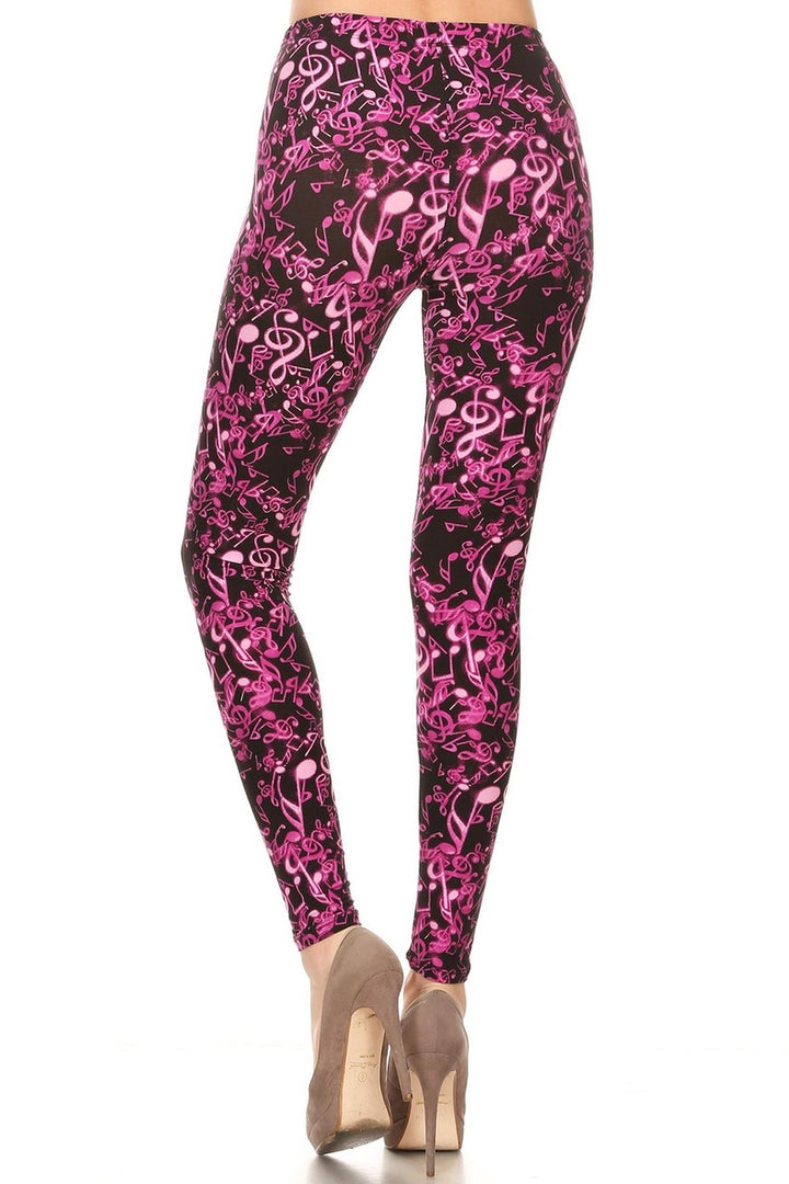 Buttery Smooth Electric Fuchsia Music Note Leggings