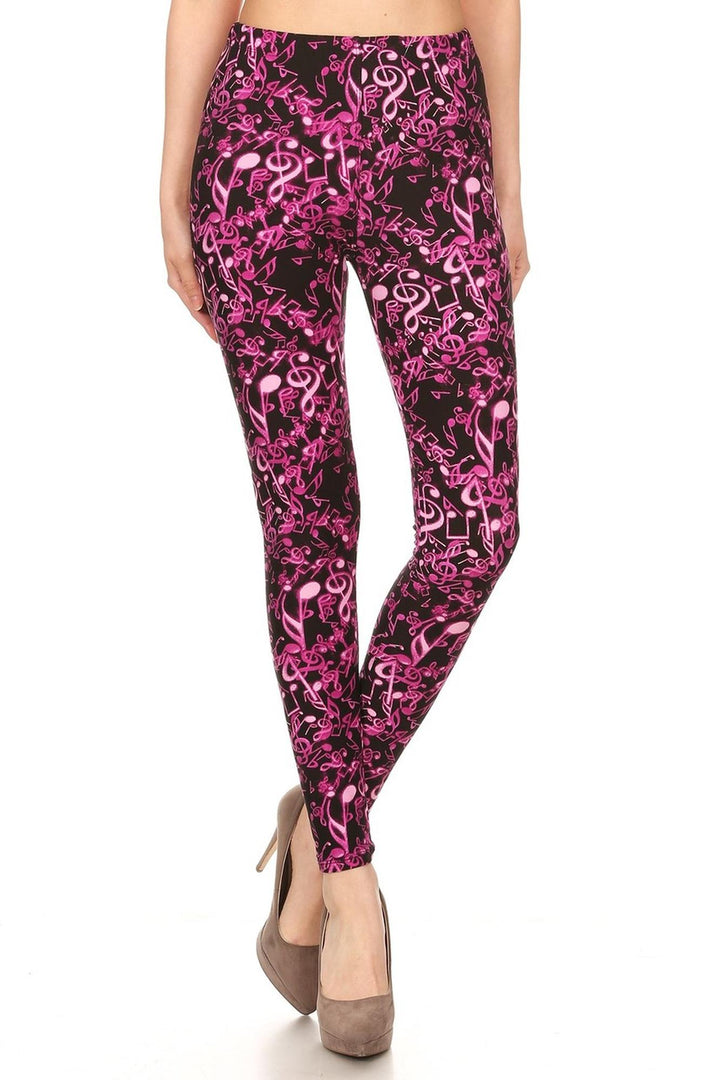 Buttery Smooth Electric Fuchsia Music Note Leggings