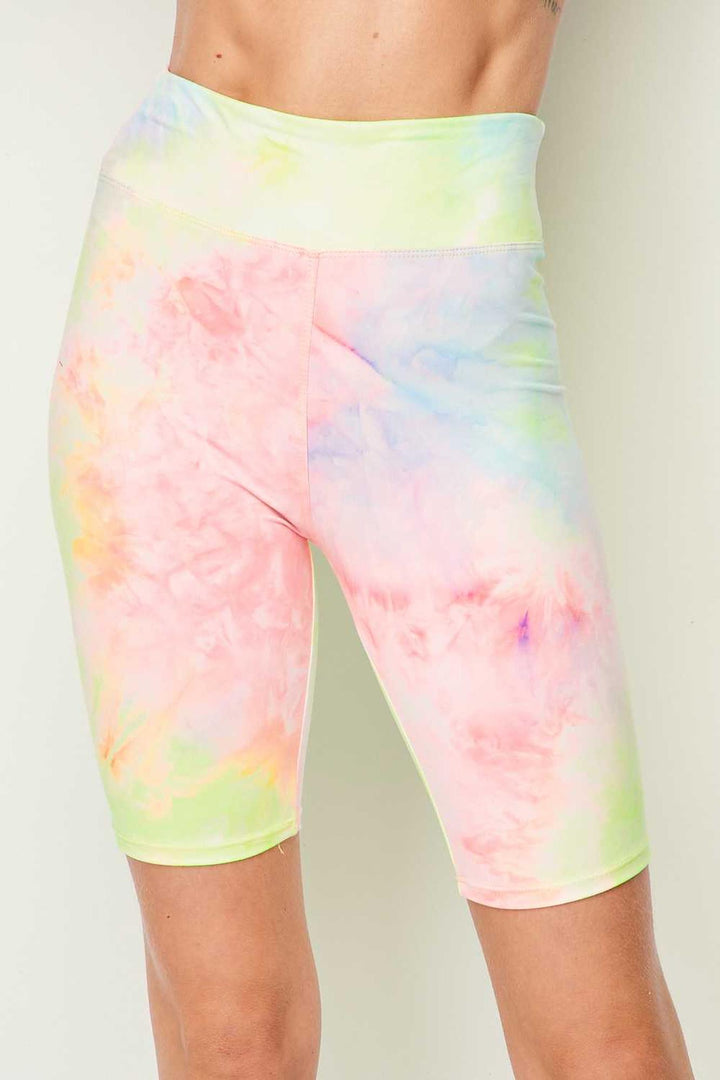 Buttery Soft Pastel Tie Dye High Waisted Biker Shorts - 3 Inch Waist