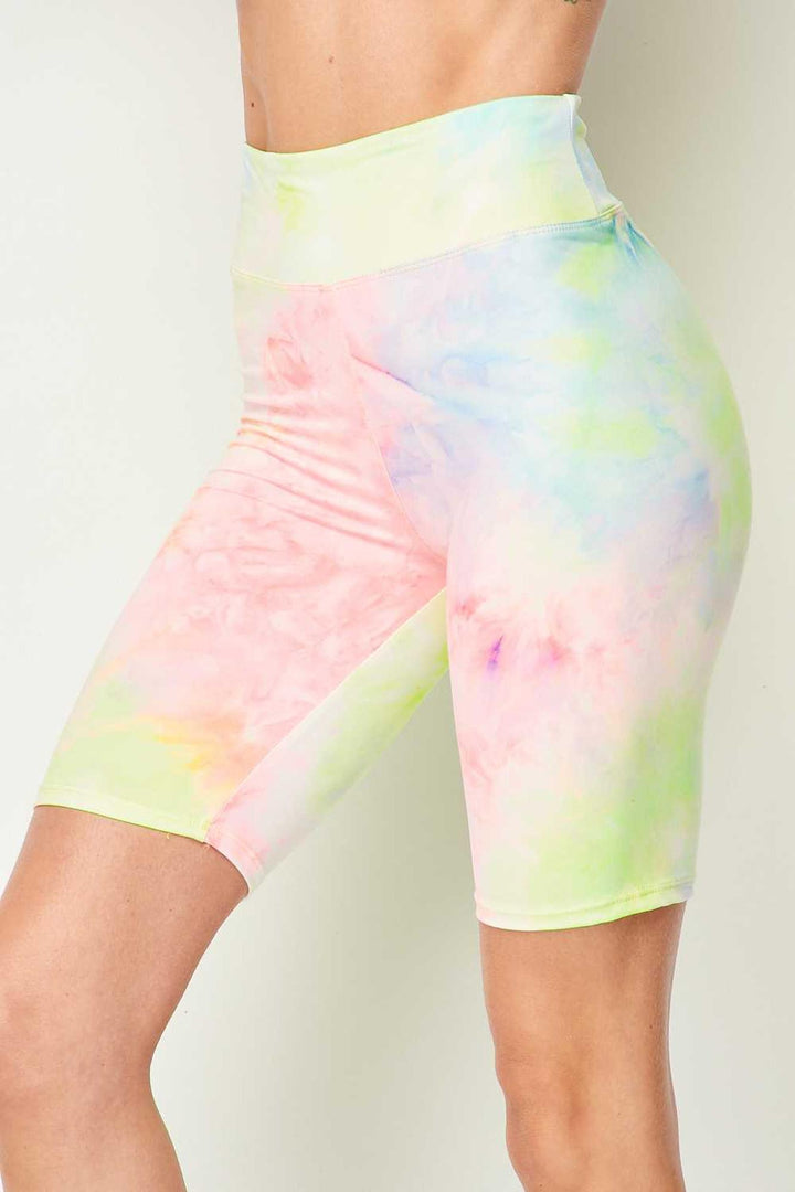 Buttery Soft Pastel Tie Dye High Waisted Biker Shorts - 3 Inch Waist