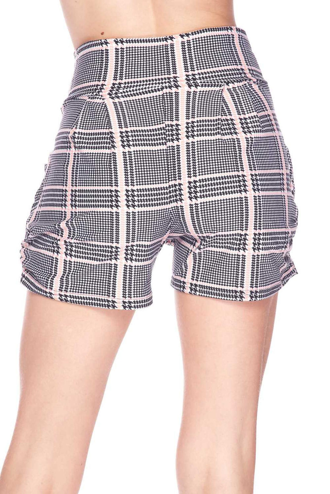 Buttery Soft Baby Pink Glen Plaid Harem Shorts